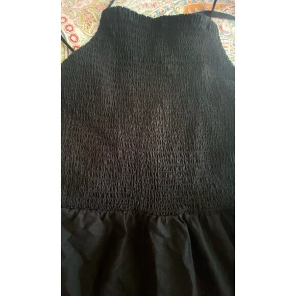Universal Thread Smocked Linen cotton blend Midi Sundress Black size small - Picture 7 of 13
